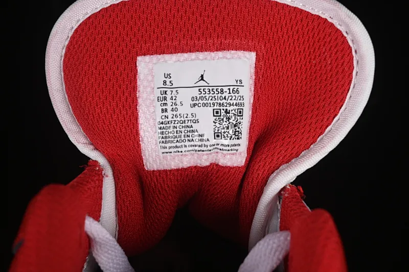 All categories Air Jordan Jordan series basketball shoes Air Jordan 1 Low Air Jordan 1 Low AJ1 Joe 1 white and red color low-top cultural and casual sneakers 553558-166